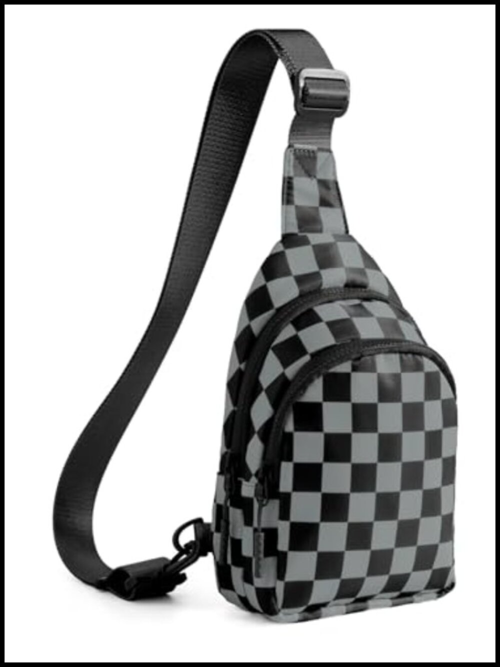 Nylon Checkered Sling Bag Small Backpack Crossbody Chest Bag